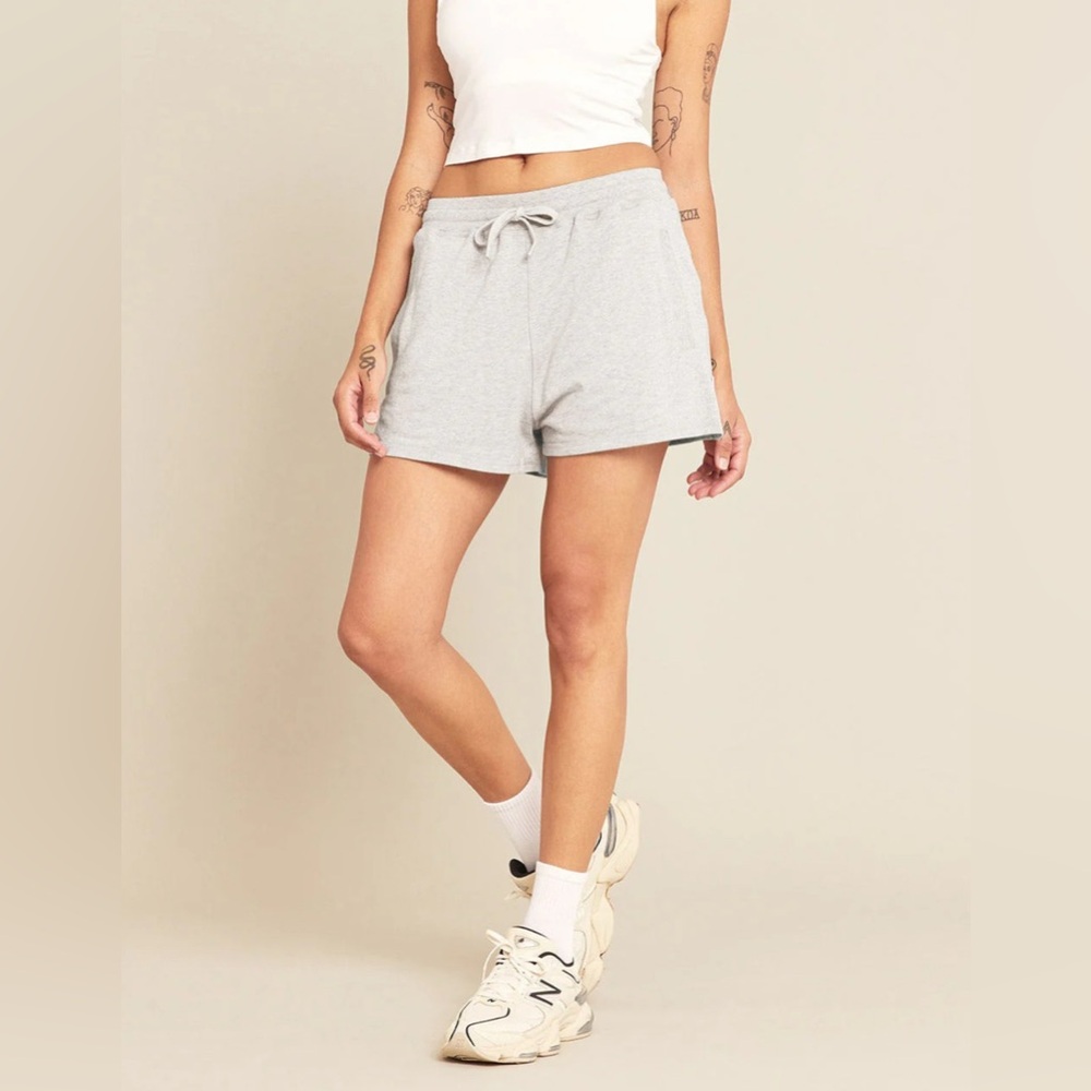 Boody women’s weekend sweat shorts w/side pockets/grey marled bamboo viscose-NWT
